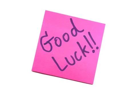 Sticky note with text "good luck" Stock Photos