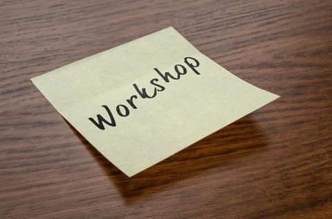 Sticky note with the text Workshop Stock Photos