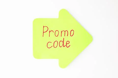 Sticky note with words Promo Code on white background, top view Foto stock