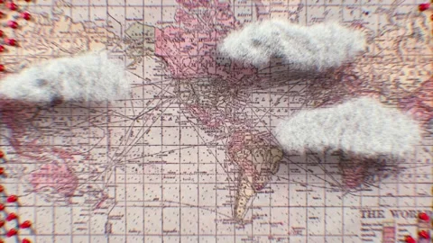 Sticky notes blooming in circles over a world map Stock Footage 346778227
