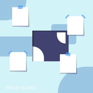 Sticky notes, blue and white pastel mood board Stock Illustration