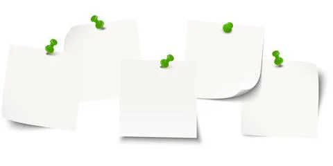 Sticky notes with colored pin needles Stock Illustration