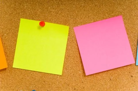Sticky notes on cork board Stock Photos