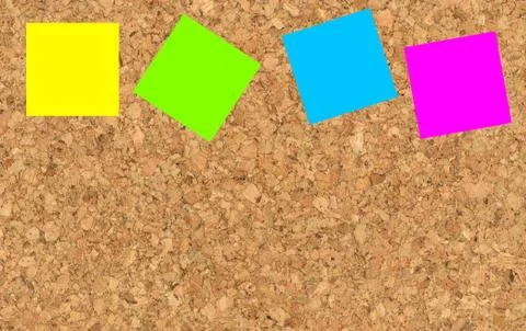 Sticky notes on a corkboard Stock Photos