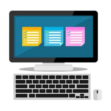 Sticky notes on desktop. Reminder application. Stock Illustration