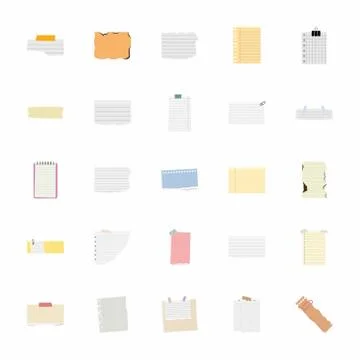 Sticky Notes Flat Icons Pack Illustrazione stock