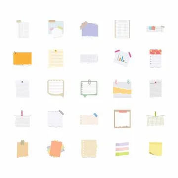 Sticky Notes Flat Vectors Set Illustrazione stock