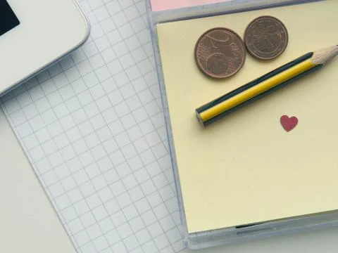 Sticky notes with heart shape Stock Photos