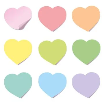 Sticky Notes Hearts Colored Stock Illustration