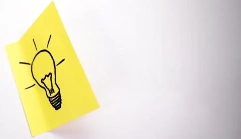 Sticky Notes with Lightbulb Ideas Stock Photos