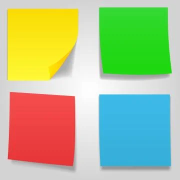 Sticky notes, nine different colors, vector illustration. Illustrazione stock