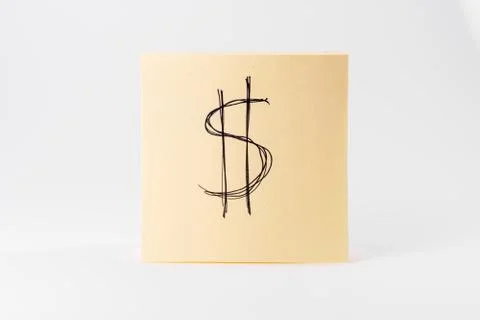 Sticky Notes Notepad Yellow Square White Background Office Supply Dollar Sign Stock Photos