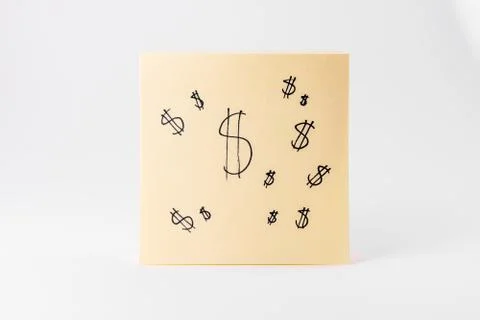 Sticky Notes Notepad Yellow Square White Background Office Supply Dollar Sign Stock Photos