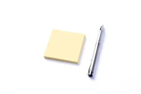 Sticky notes with pen on whitebackground Stock Photos