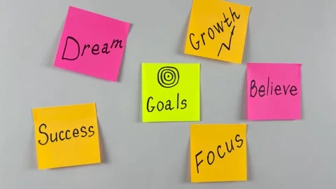 Sticky notes pinned on white background. Represents themes of motivation Stock Footage 305329511