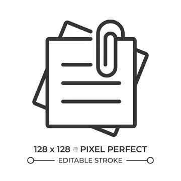 Sticky notes pixel perfect line icon Stock Illustration