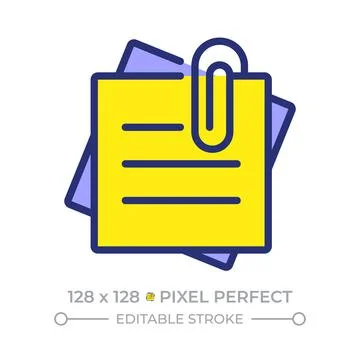 Sticky notes pixel perfect line color icon Stock Illustration