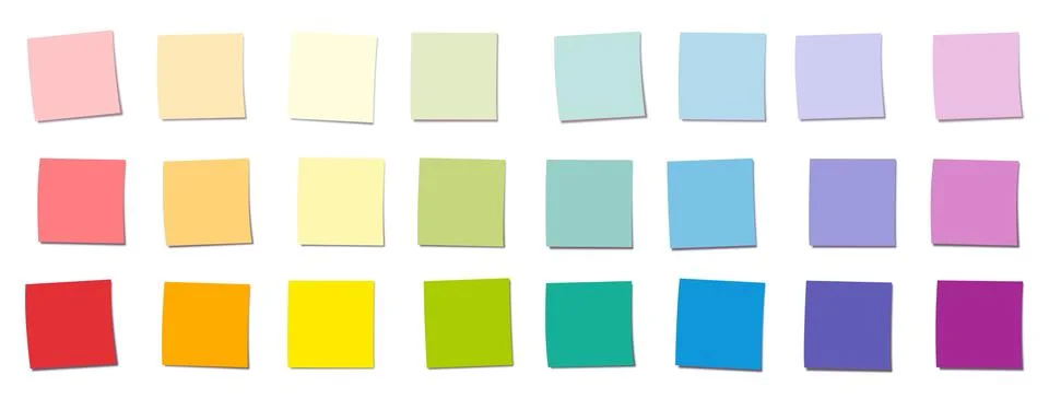 Sticky Notes Rainbow Gradient Colored Papers Memos Illustration