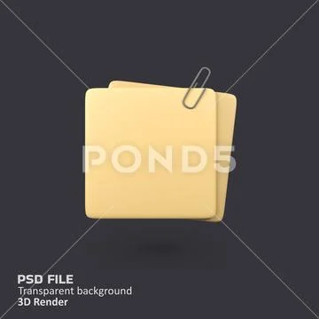 Sticky Notes Reminder isolated 3d render icon illustration PSD Template