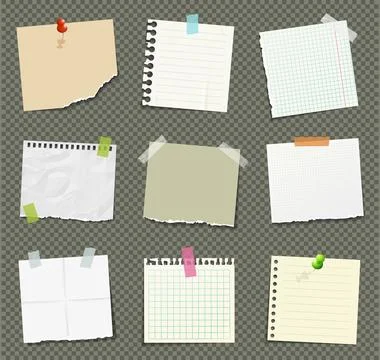 Sticky notes for reminders isolated on transparent background Stock Illustration