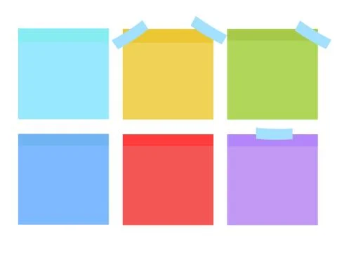 Sticky Notes. Set of yellow sticky notes vector illustration. Multicolor post イラスト素材