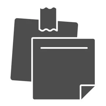 Sticky notes solid icon. Paper stickers vector illustration isolated on white Stock Illustration