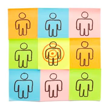 Sticky notes target your customers Foto stock
