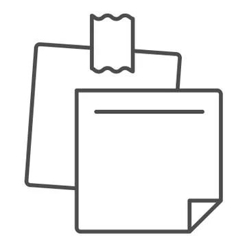 Sticky notes thin line icon. Paper stickers vector illustration isolated on Stock Illustration