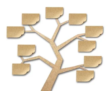 Sticky notes on tree made of recycled paper craft stick Stock Photos