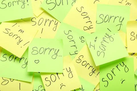 Sticky notes with word SORRY as background Stock Photos