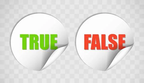Sticky notes with words true and false isolated over white Stock Illustration