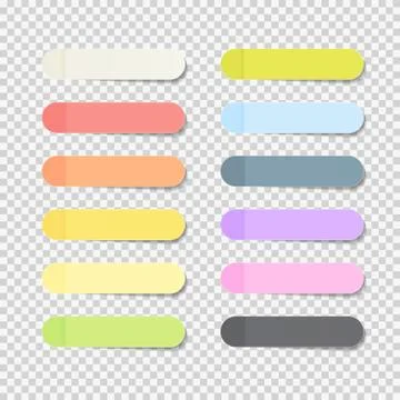 Sticky Office Paper Sheets Notes Pack Collection Set with Shadow Isolated on Illustrazione stock