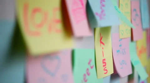 Sticky paper adhesive note on wall, with feelings or relationship, love concept 動画素材 57702673