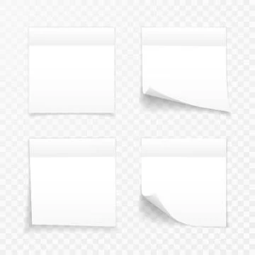 Sticky Paper Note with Shadow Effect. Blank White Memo Note Stickers for Post Stock Illustration