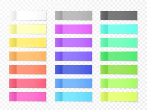 Sticky Paper Notes with Shadow Effect. Blank Color Memo Note Stickers for Pos Stock Illustration