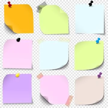Sticky papers collection with vector transparency Stock Illustration