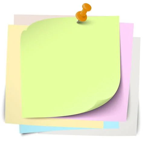 Sticky papers with pin needle Illustrazione stock