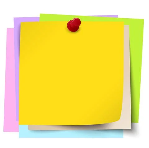 Sticky papers with pin needle Stock Illustration