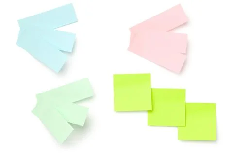 Sticky Post Note Paper Isolated on White Background Foto stock