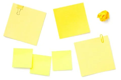 Sticky Post Note Paper Isolated on White Background Stock Photos