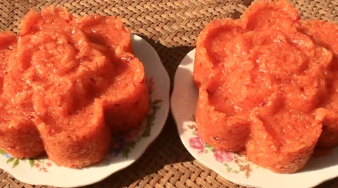 Sticky rice with Gac fruit Stock Footage 62876247