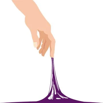 Sticky slime reaching stuck for hand, violet banner template. Popular children s Stock Illustration