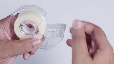 Sticky Tape Dispenser In Hand Stock Footage 248752685