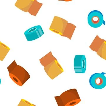 Sticky Tape Rolls Seamless Pattern Stock Illustration