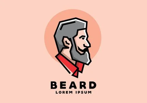 Stiff art style of beard man Stock Illustration