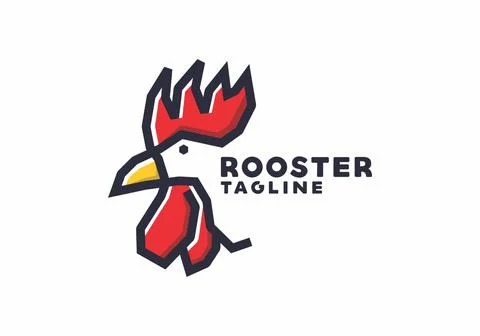 Stiff art style of rooster head Stock Illustration