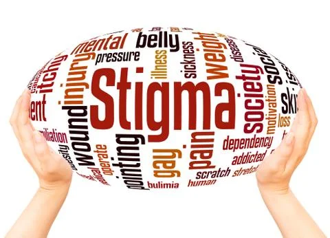 Stigma word cloud hand sphere concept Stock Photos