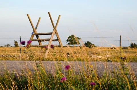 Stile over barb wire Stock Photos