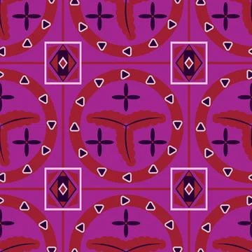 Stilish colorful seamless pattern with circles and diamond ornament Stock Illustration