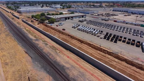 Still Aerial Drone Shot, CA High Speed Rail Track, Fresno Stock Footage 340960590